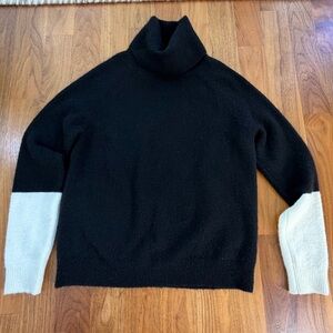 Parrish Two-Tone Black and Cream Turtleneck Sweater